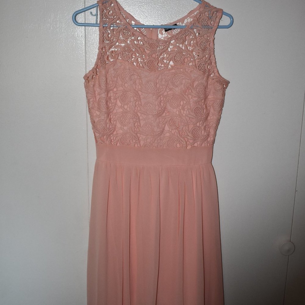 Formal Pink Lace Top Dress